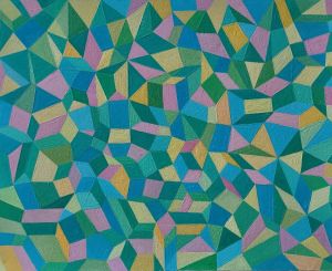 Abstraction with cubes, 2020, oil on canvas, 80x100 cm